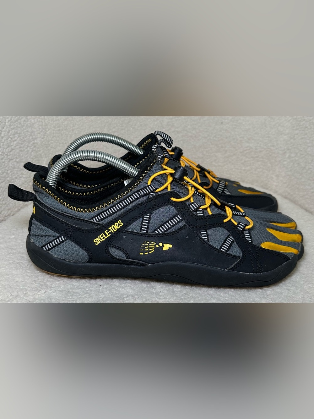 FILA Skele-Toes Barefoot Running Water Shoes Black Yellow Outdoor Vibram Style